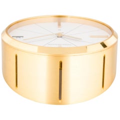 Jaeger-LeCoultre Vintage Gold Brass Men's Winding Table Desk Clock in Box