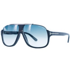 Used Tom Ford Men's Elliot Sunglasses in Matte Black Gradient Blue
