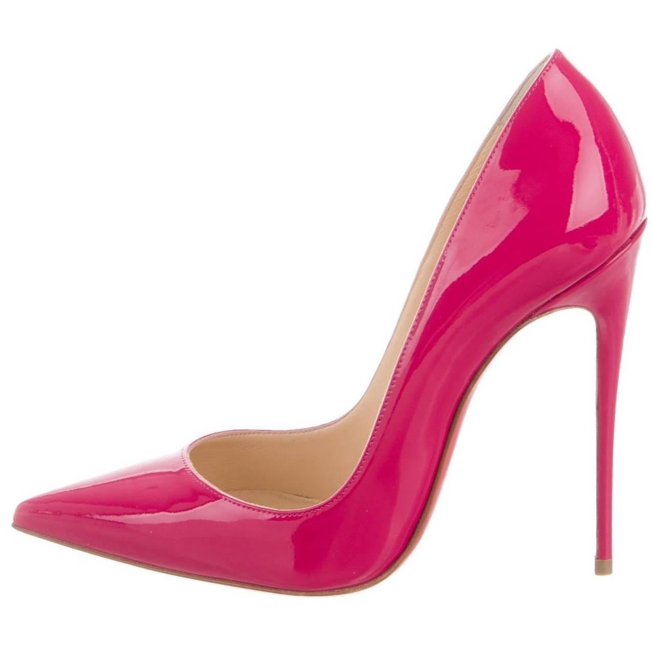 Christian Louboutin New Fuchsia Patent Leather So Kate High Heels Pumps 