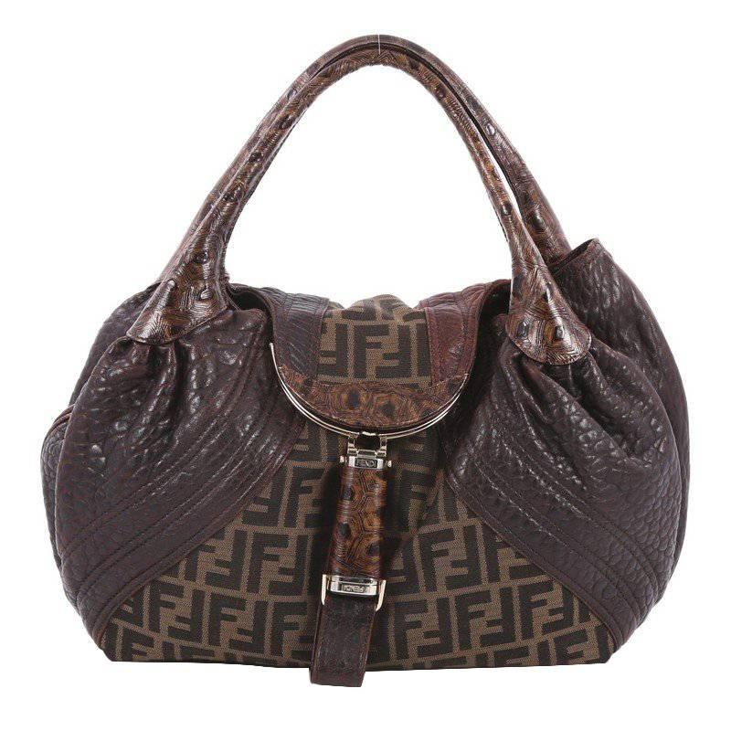 Fendi Tortoise Spy Bag Zucca Canvas and Leather