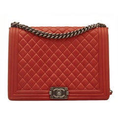 Chanel Quilted Red Boy Shoulder Bag