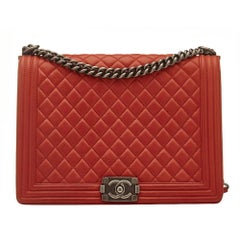 Chanel Quilted Red Boy Shoulder Bag 