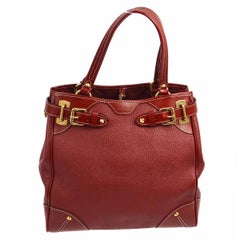 Louis Vuitton Bordeaux Red Leather Buckle Carryall Travel  Top Handle Tote Bag