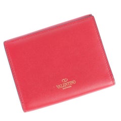 Valentino Women's Solid Red Leather French Compact Wallet 3