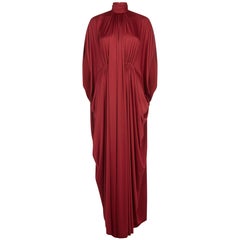 1970s Yuki Silk Jersey Drape Dress In Deep Rust
