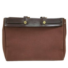 Hermes Herbag Cabas Toile and Leather MM