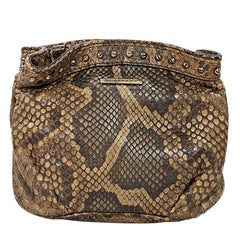 Brown Burberry Studded Python Pouch