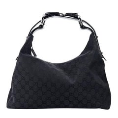 Black Gucci Medium GG Horsebit Hobo Bag 10