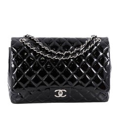 Chanel Classic Double Flap Bag Quilted Patent Maxi