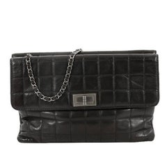 Chanel Vintage Chocolate Bar Double Sided Flap Shoulder Bag Quilted Lambs