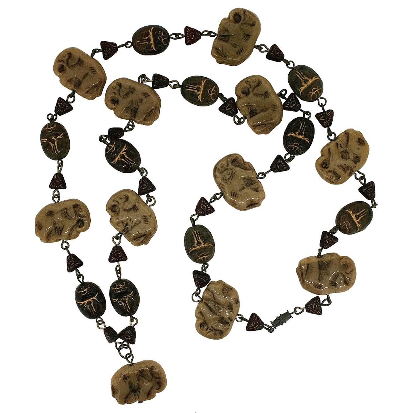 Max Neiger 1920s Egyptian Revival Vintage Necklace For Sale
