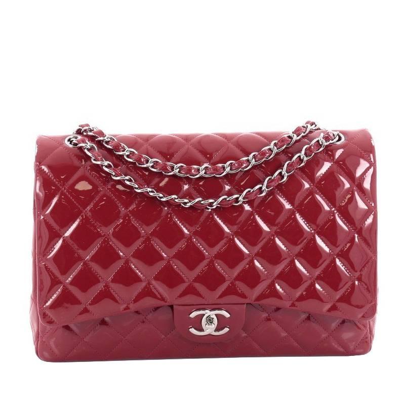 Chanel Classic Double Flap Bag Quilted Patent Maxi