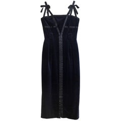 Chanel Navy & Black Velvet Dress Sz FR38