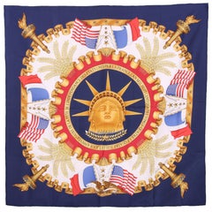 Vintage Rare 1986 Hermes 'Statue of Liberty Centennial' Silk Scarf by Joachim Metz