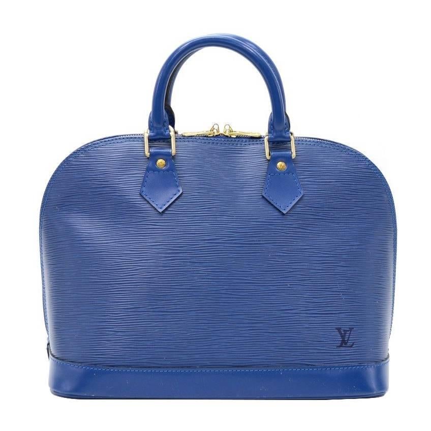 Louis Vuitton Alma Blue Epi Leather Hand Bag