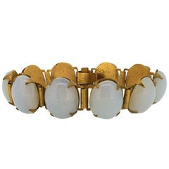 1930s Opaline Glass Cabochon Vintage Bracelet