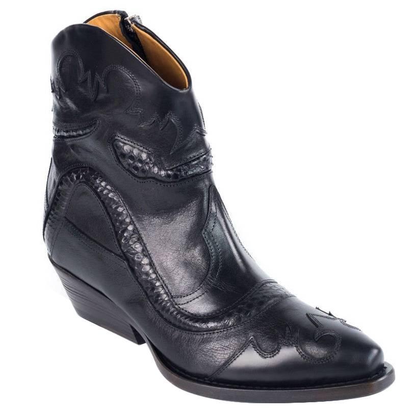 Roberto Cavalli Women's Black Leather Western Ankle Boots
