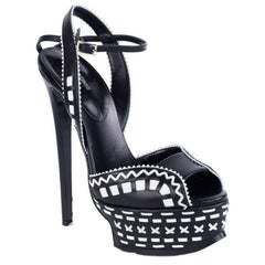 Roberto Cavalli Black & White Patterned Platform Pumps