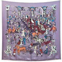 Hermes Dusty Purple Gala Scene Silk 90cm Scarf with Box 12