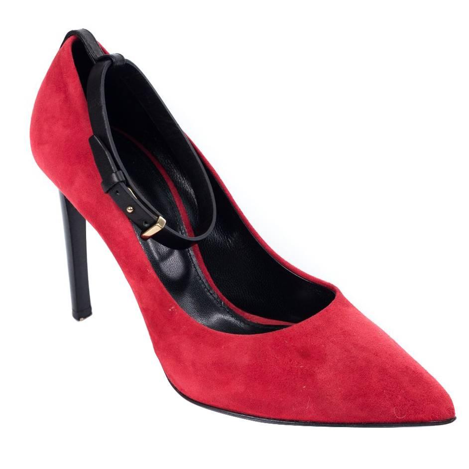 Roberto Cavalli Womens Red Suede Leather Pointy Toe Pumps For Sale