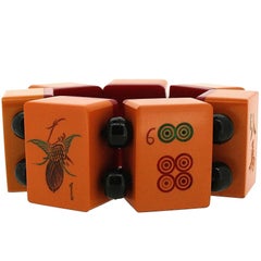 1930s Orange Bakelite Mahjong Vintage Bracelet