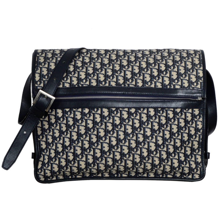 Christian Dior 1980's Bleu CD Logo Monogram Large Messenger Bag. at 1stDibs