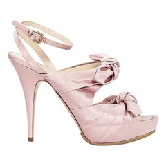 Pink Prada Satin Bow Platform Pumps 4