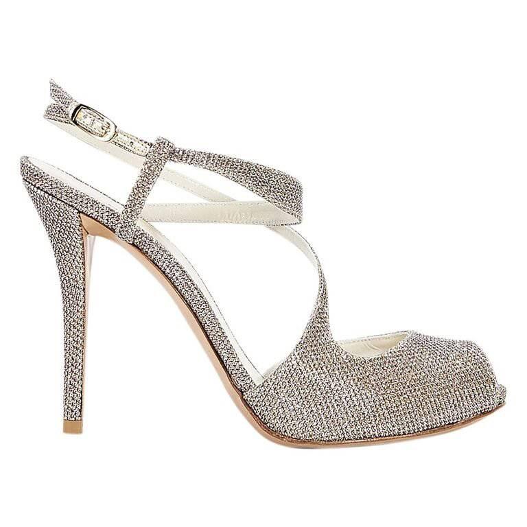 stuart weitzman silver evening shoes