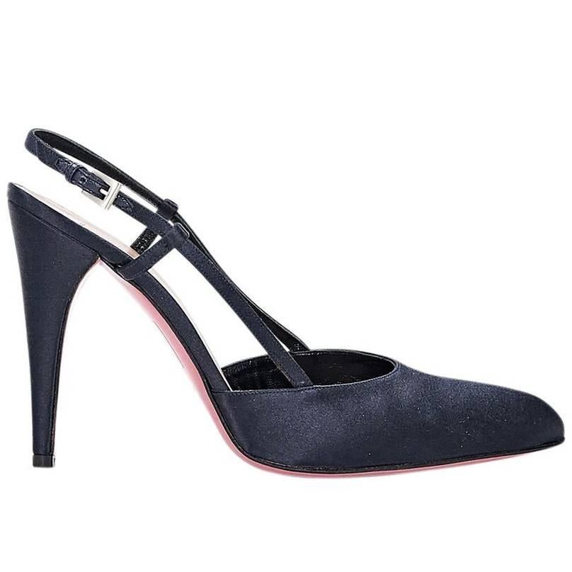 Black Prada Satin Slingback Pumps