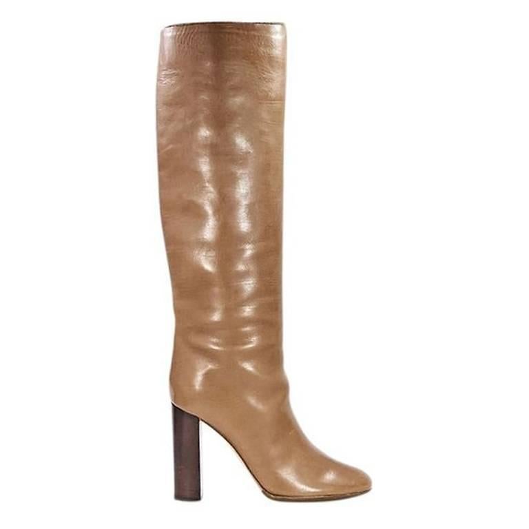 Tan Chloé Leather Knee-High Boots For Sale at 1stDibs | tan knee high ...