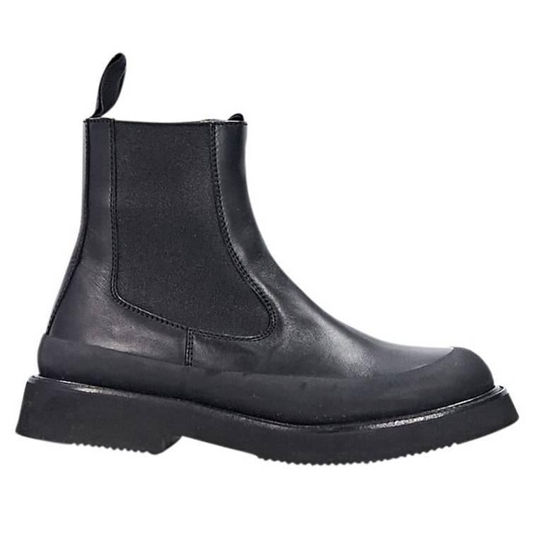 Black Céline Leather Chelsea Boots