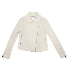 CHANEL Zipped Perfecto in Off-White Wool Size 38FR