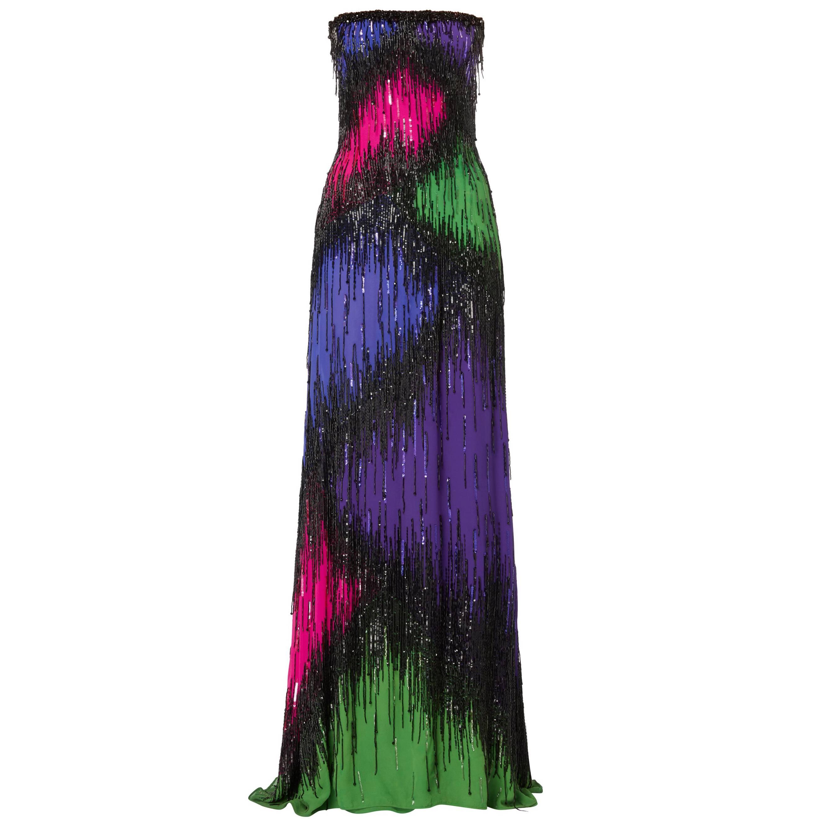 Multicoloured Evening Gown, circa 1990 For Sale
