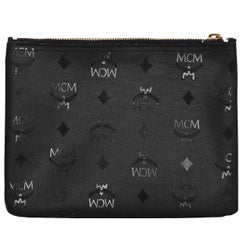 MCM Black Monogram Square Pouch Bag