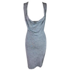 S/S 2004 Vivienne Westwood x Wolford Pearl Blue Plunging Orgie Print Dress