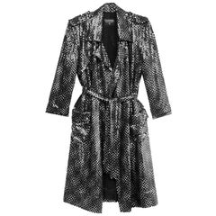 Chanel Black & Silver Sequin Evening Trench Coat sz FR40