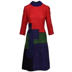 1960s ROBERTA DI CAMERINO Geometric Print Day Mod Dress