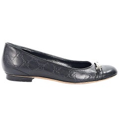 Black Gucci GG Leather Ballet Flats