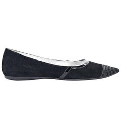 Black Prada Suede & Patent Leather Flats