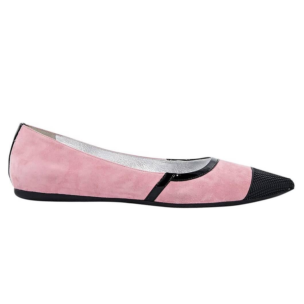 Pink & Black Prada Suede Flats