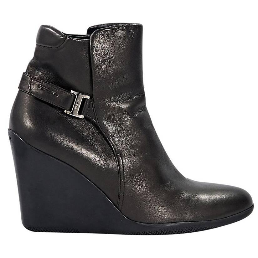 Brown Prada Sport Wedge Ankle Boots
