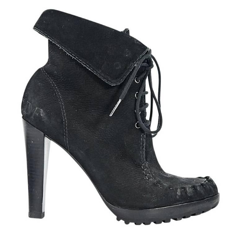 Black Diane von Furstenberg Oiled Suede Ankle Boots