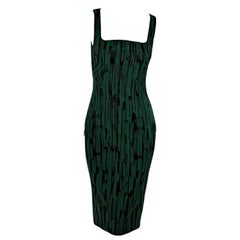 Green & Black Antonio Berardi Printed Sheath Dress