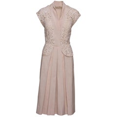 1940s Cream Lace Cotton Day Dress