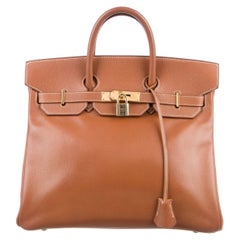 Hermes Birkin 32 Cognac Courchevel Evening Top Handle Satchel Bag