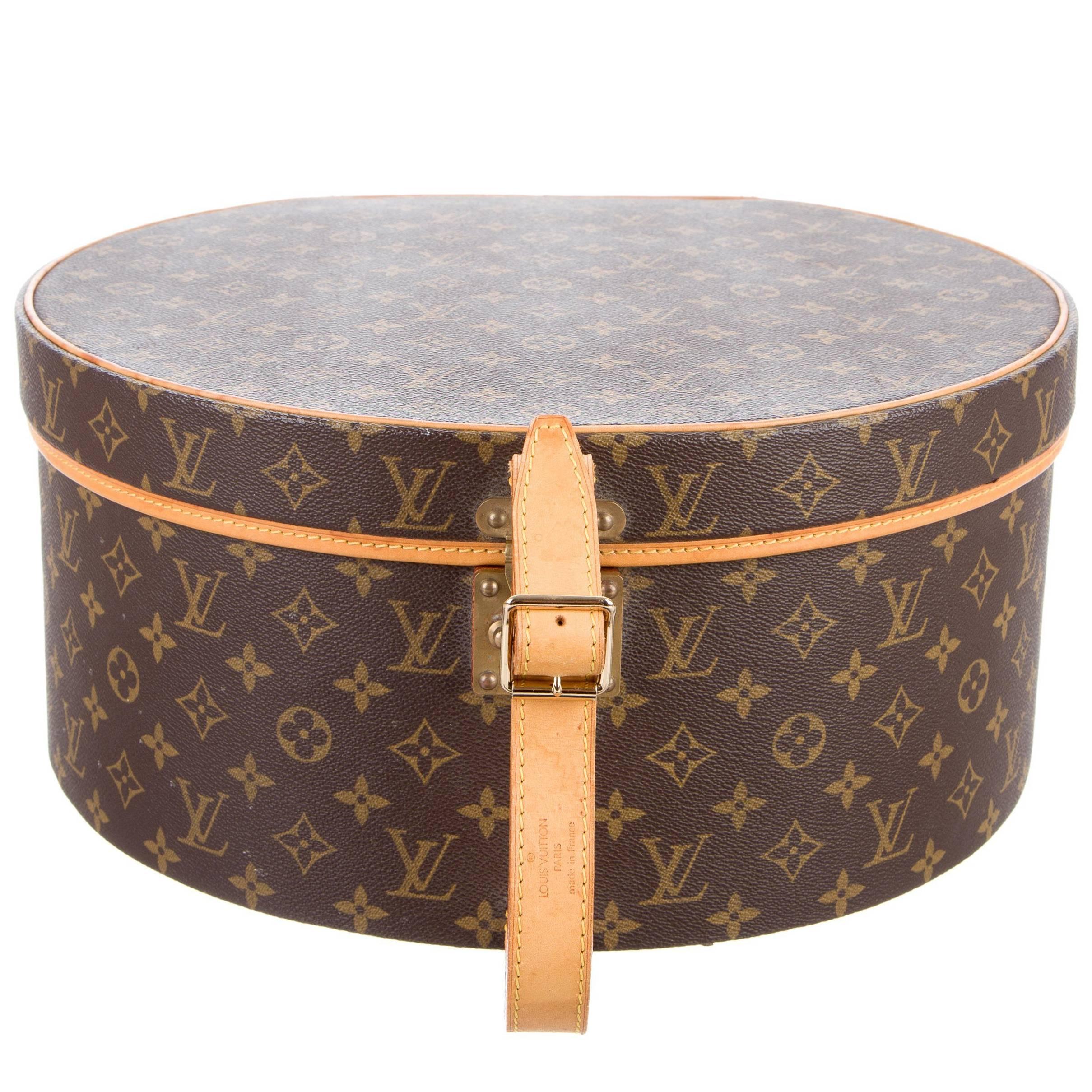 Louis Vuitton Monogram Hat Travel Storage Top Handle Case Box 