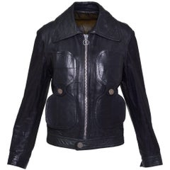 1960s PIERRE CARDIN Dark Green Leather Jacket