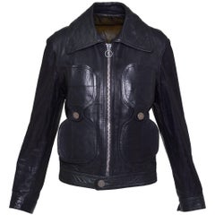 1960s PIERRE CARDIN Dark Green Leather Jacket 