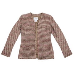 CHANEL Classic Jacket in Beige, Pink and Brown Tweed Size 38FR