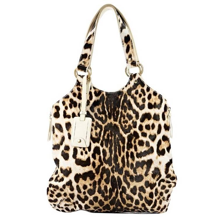 Brown Yves Saint Laurent Leopard-Print Shoulder Bag